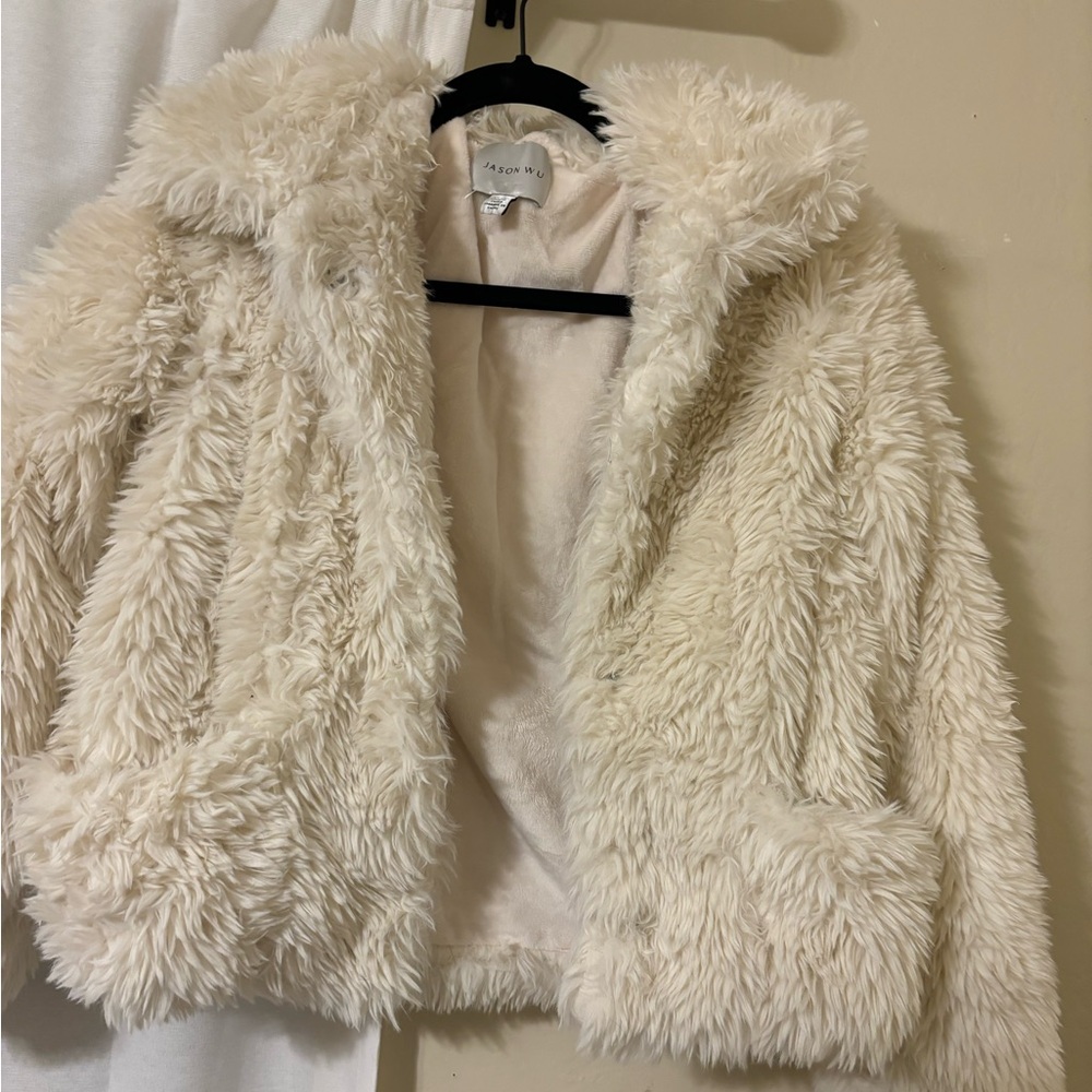 Jason Wu cream faux fur jacket